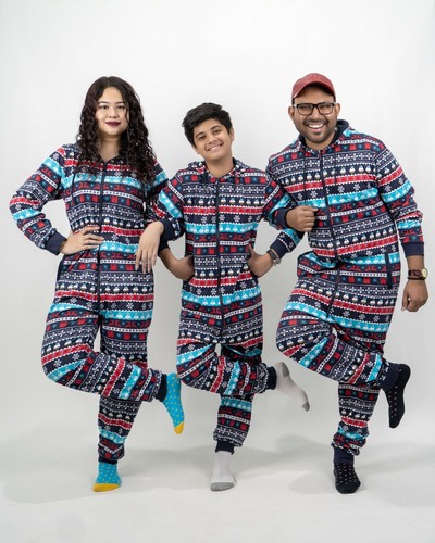 Famiglia natale 1onesie adulti - famiglia,